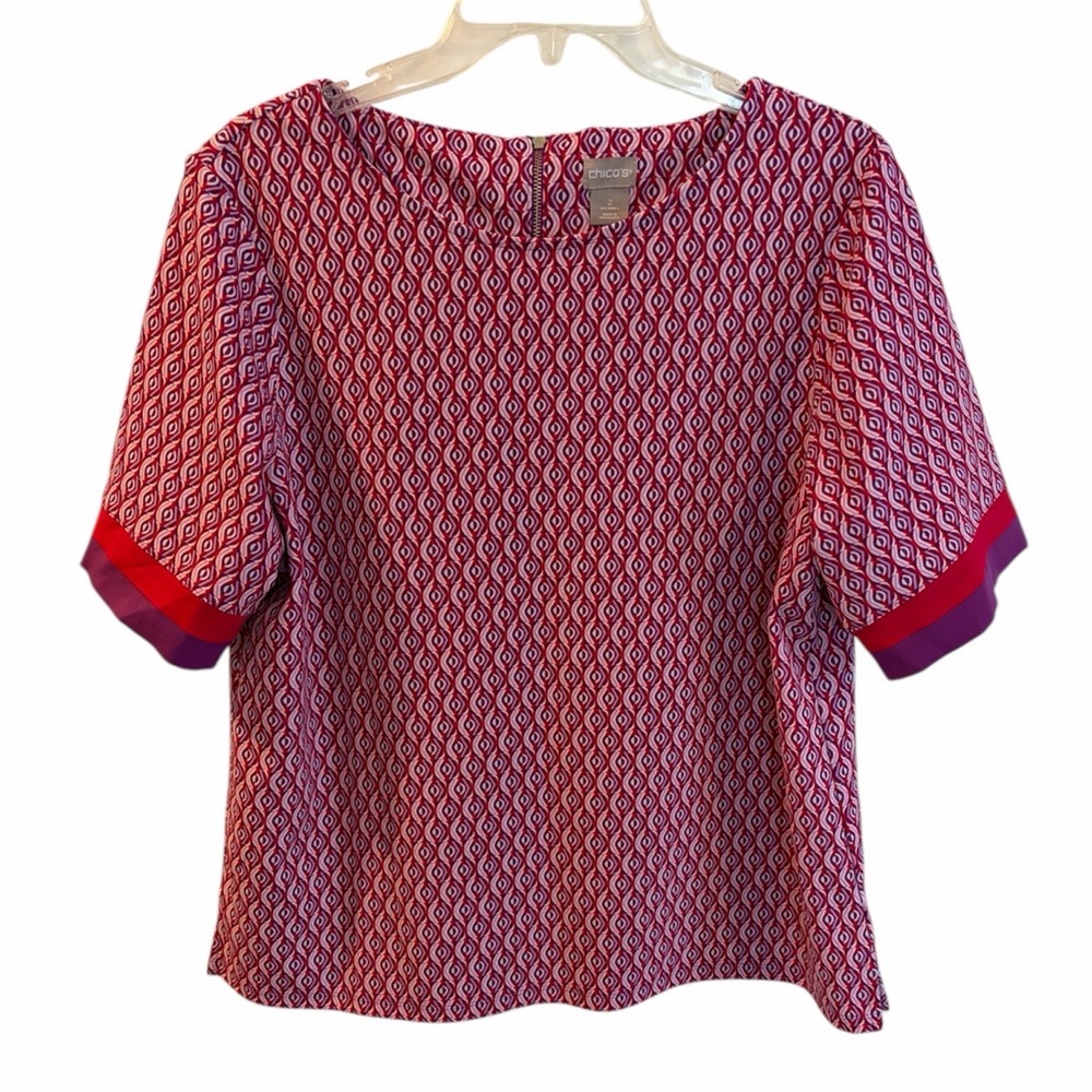 Chico's Red and Purple Geometric Blouse